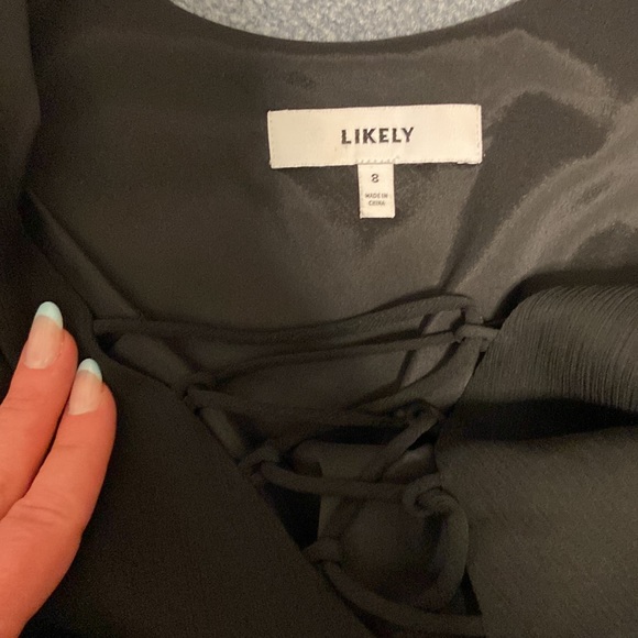 Likely black mini dress with tie waist size 8 - Picture 2 of 2